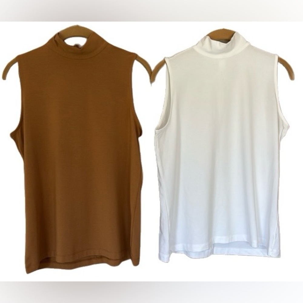 NWT Chico’s Micromodal Sleeveless Mock Neck Tank Set of 2 Size M Minimalist